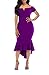 ONLYSHE Womens Sexy Off Shoulder Bardot Lace Evening Gown Fishtail Maxi Dress Purple Large