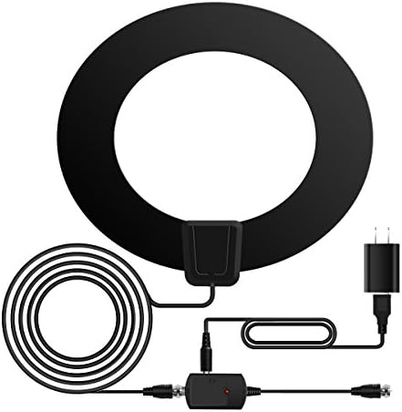 TV Antenna, Asonrl Indoor TV ANTENNA Paper Thin Amplified-50 Miles Range Digital TV Antenna with Attached 16.5ft Coax Cable for Better Reception,Ellipse- Black