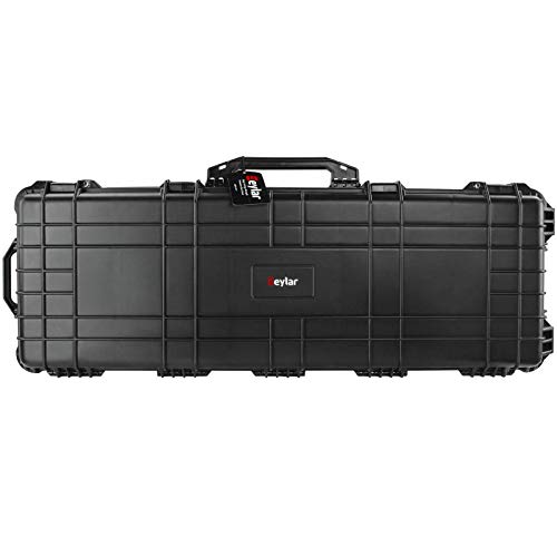 Eylar 44 Inch Protective Roller Tactical Rifle Hard Case with Foam, Mil-Spec Waterproof & Crushproof, Two Rifles Or Multiple Guns, Pressure Valve with TSA Approved Lockable Fittings Black - Thumbnail 2