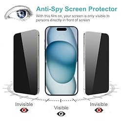 Pehael [2+2 Pack] iPhone 15 Privacy Screen