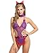 Avidlove Womens Cute Lingerie Set Teddy Bodysuit Maid Uniforms with Hair Hoop, Purple, XX-Large