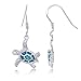 Beaux Bijoux Sterling Silver 925 Created Blue Opal Nautical Sea Turtle Earrings