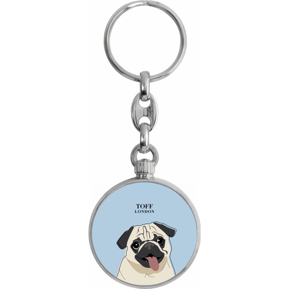 Toff London Beige Pug Dog Head Keyring
