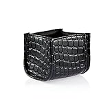 Niwota Hot 1Pc Faux Crocodile Skin Cosmetic Brush Lipstick Holder Case PU Makeup Brush Set Bag Beauty Case (Black)