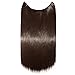 2-5 Days Delivery Best Synthetic Hair Extensions 20 inches Curly Straight Full Head Invisible Wire Secret String No Clips in Hair Extensions Secret Fish Line Hairpieces (medium brown)