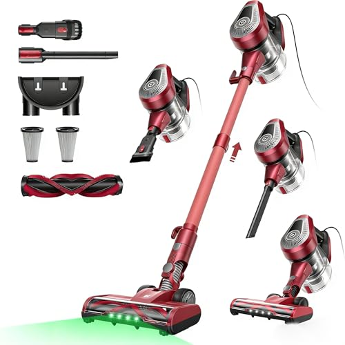C8 Aspiradora con Cable Potente Succión 60KPa/600W,Aspiradora con 7 Metros de Cable,Aspirador Vertical 3-en-1, 1,5L Depósito de Polvo,Aspirador para Pelo de Mascota/Alfombras/Suelos/Coche