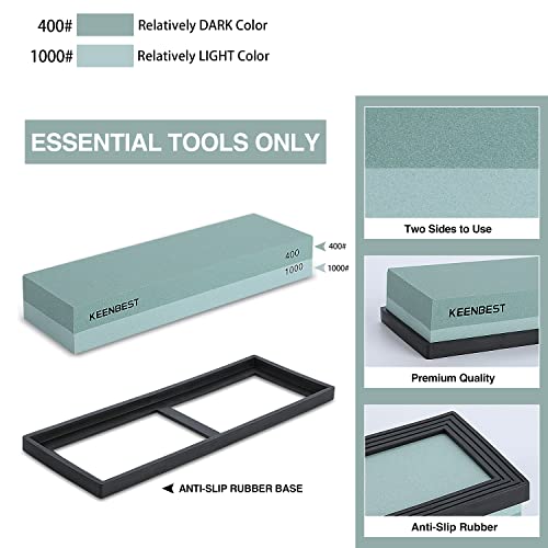 KEENBEST Actual Grit Premium Material Sharpening Stone 2 Side 400 1000