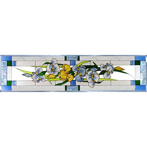 Silver Creek Iris Painted Glass Panel R-195