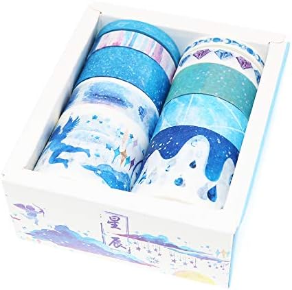 BITEYI Washi Tape Set 10 Rolls Masking Tape Multi-Pattern-Themes Sticky Paper Tapes for DIY Decorative Craft,Bullet Journal,Gift Wrapping,Scrapbook (Star)