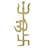 Odishabazaar Trishakti Yantra Swastik Om Trishul Original Brass 5.5 Inch