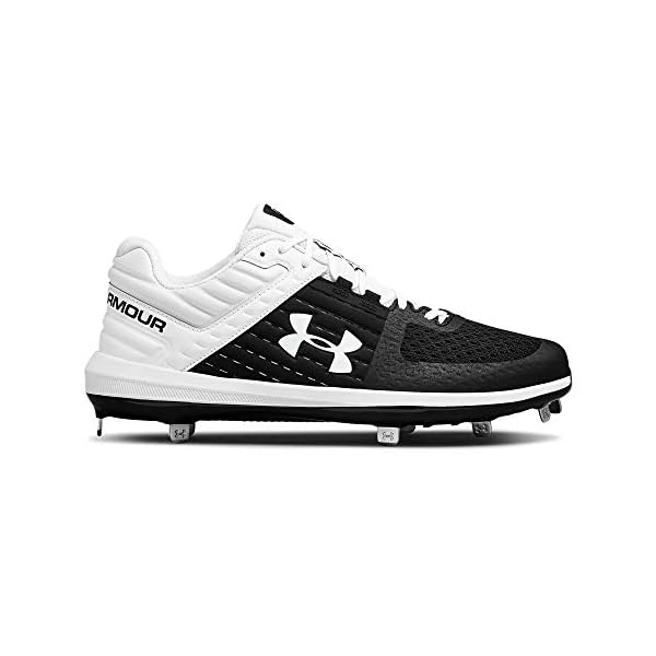Under Armour Men’s Yard Low ST Baseball Shoe, Black (001)/White, 8