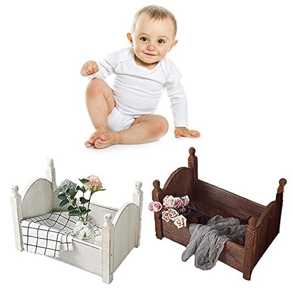 Mysticall Accessoires De Photographie De Bebe Nouveau Ne Lit De Poupee En Bois Mignon Bebe Nouveau