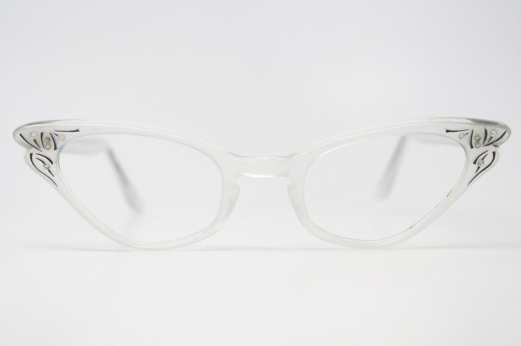 Vintage White Rhinestone Cat Eyeglasses
