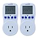 15A/1800W 7-Day Programmable Timer Switch, plug-in Wall LCD Digital Electrical Timer Switch with 3-prong Outlet, UL Listed , Set of 2