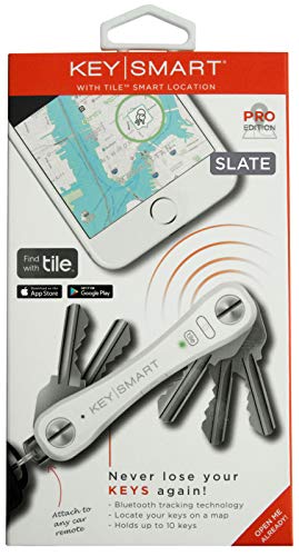 KeySmart Pro - Compact Key Holder w LED Light & Tile Smart Technology, Track Your Lost Keys & Phone w Bluetooth (up to 10 Keys, Slate) - Thumbnail 6