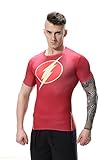 Red Plume Men's Compression T-shirt ,Sports Jogging Fitness Red Flash Man Shirt (XL)