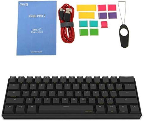 Aisumi Anne Pro 2 60% NKRO Bluetooth 4.0 Type C RGB 61 Keys Mechanical Gaming Keyboard Cherry Switch Gateron Switch, Plastic, Black, D