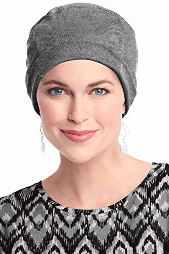 Headcovers Unlimited 100% Cotton Cozy Cap for Women - Cancer Hat, Chemo, Hair Loss Beanie Charcoal Heather