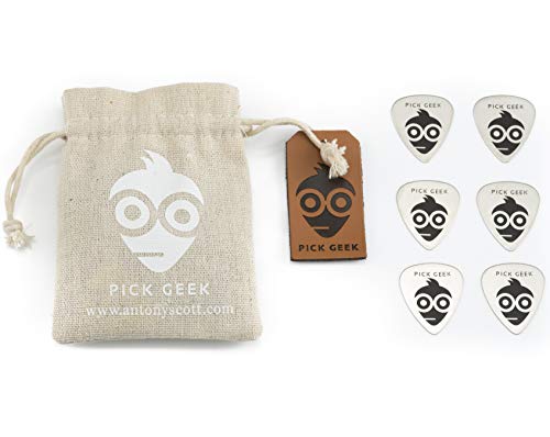 Pick Geek Steel Guitar Picks - 24 Premium Quality Steel Guitar Picks (Plectrums) for your Electric, Acoustic, or Bass Guitar - Gifted in a Unique Pick Bag - Includes FREE Pick Geek Wedgie Pick Holder