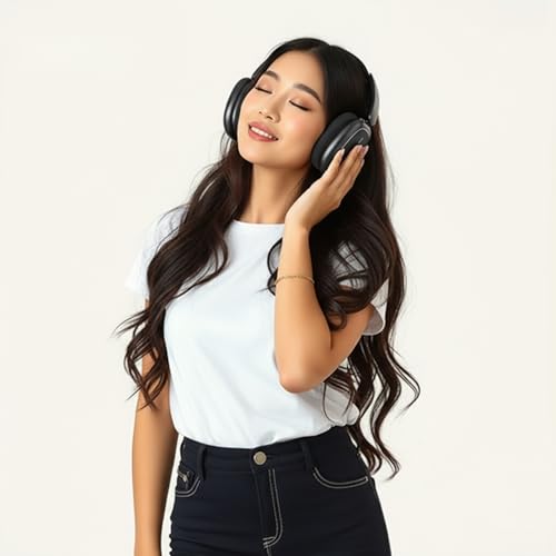 HeadCore ND905-ANC Auriculares Inalámbricos de Diadema Bluetooth 5.4 Cancelación de Ruido Activa 40H Autonomía Bajo Potente Cascos con Micrófono para Llamadas Almohadas Magnéticas Negro