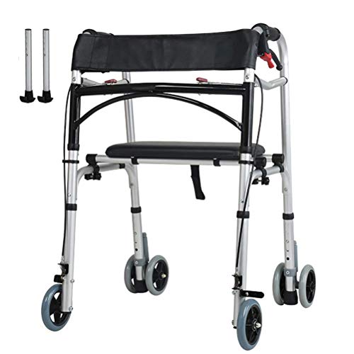 LMEIL 4 in 1 Stand-Assist Folding Walker, Compact Lightweight andHeight Adjustable with Brake Detachable Seat and Wheels Supports up to 350 lbs for Seniors - Thumbnail 7