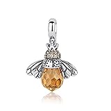 BAMOER 925 Sterling Silver Cute Orange Queen Bee Animal Pendant Necklace for Women Fashion Jewelry