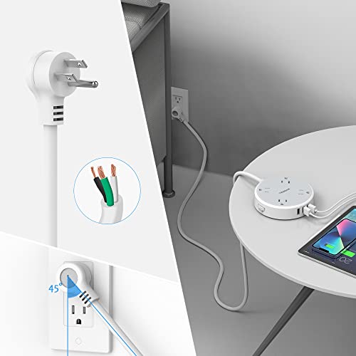 Power Strip with USB, TESSAN Cruise Extension Cord with 4 Wide Spaced Outlets and 3 USB Ports