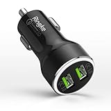 Ringke RealX2 Quick Charge Compatible with Most Smartphones, Compact Car Charger Dual 3.0 USB Port Output 3A LED Light [Black]