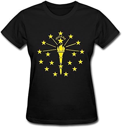 Tshirt folder,tshirt women Indiana State USA Flag Yellow Star Torch Young Women Tee Shirt