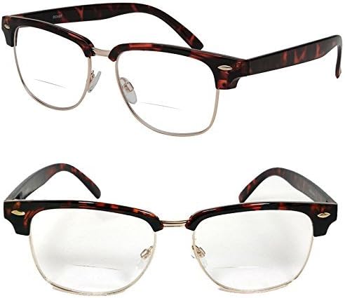 Clubmaster Wayfarer Horned Rim Men Women Bifocal Reading Glasses Clear Lens (+1.50, Tortoise Brown) by VeryHobby