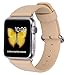 JSGJMY Apple Watch Band 38mm Women Genuine Leather Loop Replacement Strap for iWatch Series 3/Series 2/Series 1/Edition/Sport(Beige+Silver Buckle)