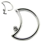 16G 316L Steel Crescent Lobe Piercing Fake Seamless Ring Helix Cartilage Earrings Hoops Jeweled Fashion Ear-Gem Stone left(Sold Individually)