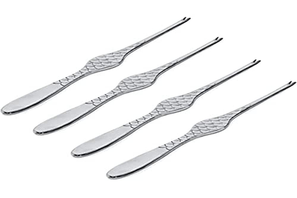 Alessi FM23/43S4 Colombina fish Set of four shellfish forks in 18/10 stainless steel mirror polished
