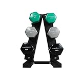 Fitness Republic Vinyl Dumbbell Set with Solid Steel Dumbbell Rack – Combo Deals