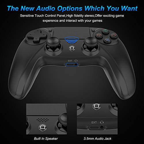 Medvoe Wireless Game Controller for PS4, Built-in Speaker/Gyro/Motor Joystick Remote Gamepad for Playstation 4/Slim/Pro Console - Jet Black