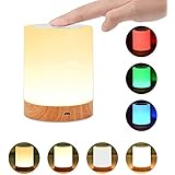 Night Light, UNIFUN Touch Lamp for Bedrooms Living Room Portable Table Bedside Lamps with Rechargeable Internal Battery Dimmable 2800K-3100K Warm White Light & Color Changing RGB
