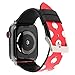 Lovely Polka Dot Leather Women Girls Replacement Band Compatible with Apple Watch Series 5/4 40mm and Series 3/2/1 38mm - Black & Red Bowknot