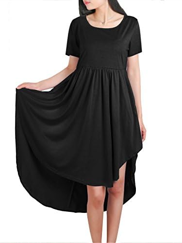 DSUK Tunic Dress, Ladies Wide Neck Short Sleeve Ruched Clothings Asymmetrical Hem Tops Classical Retro Style Knit Loose Style Shirt Suitable for Spring Fall Summer Oversized Blouses Black XXL