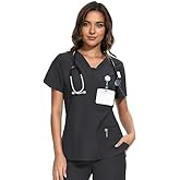 COZYFIT Scrubs for Women - V-Neck Women Scrub Tops with 3 Pockets,Soft Stretch