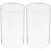Uonlytech Clear Glass Candle Covers 3.93 Inch Open Ended Cylinder Candle Lampshade for Home Decorative Candleholder Hurricane Shade