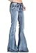 Glamour Outfitters 70s Style Faded Bell-Bottom Wide Flared Jeans - Blue