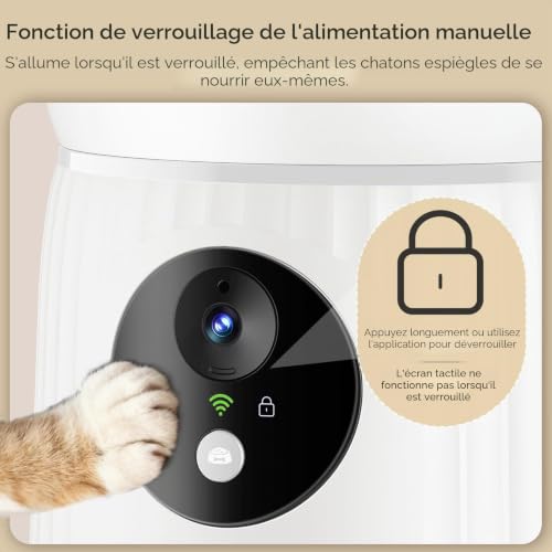 Faroro Automatic Cat Food Dispenser, HD 1080P Camera with Night Vision, 5G WiFi Feeder for Cat/Dog with Two-Way Audio, APP, Dual Power (White)