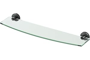 Gatco 4636MX Glam Glass Shelf, 20 Inch, Matte Black/Wall Mounted 20.13" X 5.50" Tempered Curved Glass Shelf