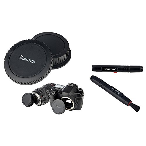 Insten Compatible with Canon Digital Rebel X/XS/Xsi/XT/Xti Camera Body + Rear lens Cover Cap + Black Camera Lens Cleaning Pen Kit