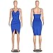 YS.DAMAI Women's Sexy Deep V Neck Sleeveless Spaghetti Strap Bodycon Wrap Dress Front Slit Bandage Midi Club Dress(Blue,M)