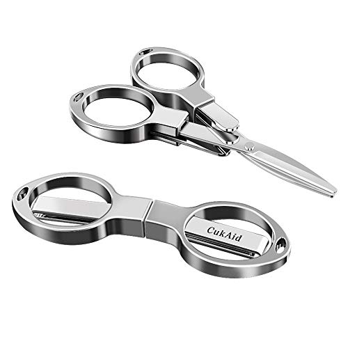 CUKAID Folding Safety Scissors - Comfortable Zinc Alloy Grip Sharp Titanium Blade, 2-Pack
