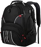 YOREPEK Large Bookbag,17 Inch Laptop Backpack with Anti Theft Pocket for Men Women,TSA Friendly Travel Laptop Backpack with Luggage Sleeve,Water Resistant College School Backpacks for Boy Girls,Black