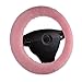 U&M Wool Car Steering Wheel Cover Soft Fluffy Natural Sheepskin Vehicle Non-slip Wheel Cushion Protector Universal Fit for 15 inch for Women