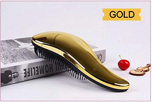 ADONIZ Premium Electroplate Proffessional Magic Anti-static Hair Brush Handle Tangle Detangling Comb Shower Massage Comb Salon Hair Styling Tool (GOLD)