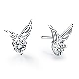 YIJUE Fashion Women 925 Sterling Silver Jewelry Angel Wings Crystal Ear Stud Earrings
